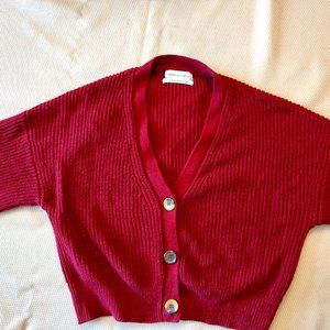 Urban Outfitters: Maroon/Dark Red Crop-Top Cardigan Sweater, Never Worn/Like New